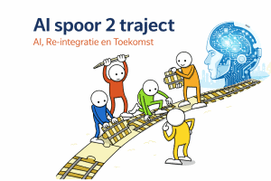 Illustratie van een AI spoor 2 traject waarbij technologie en begeleiding samenwerken binnen re-integratie