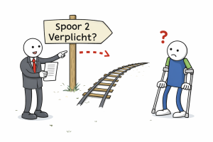 Re-integratie 2e spoor verplicht illustratie van werkgever en werknemer die een spoor 2 traject bespreken